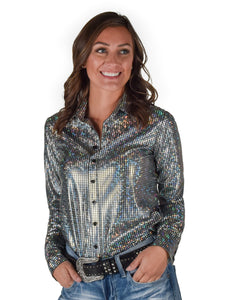 Cowgirl Tuff Silver Foil Sport Button-Up Pullover