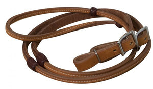 Oiled Rolled Leather Contest Reins w/ Burgandy Accents