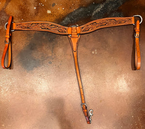 Paul Taylor Floral Tooled Chestnut Leather Breast Collar
