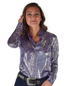 Cowgirl Tuff  Sport Button-Up Pullover (Indescent Foil Lilac)