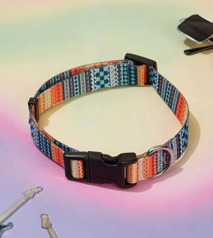 Multi Color Aztec Print Dog Collar