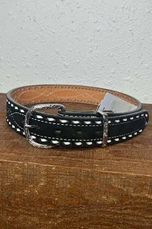 Double J Saddlery Black Suede w/ White Buckstitching