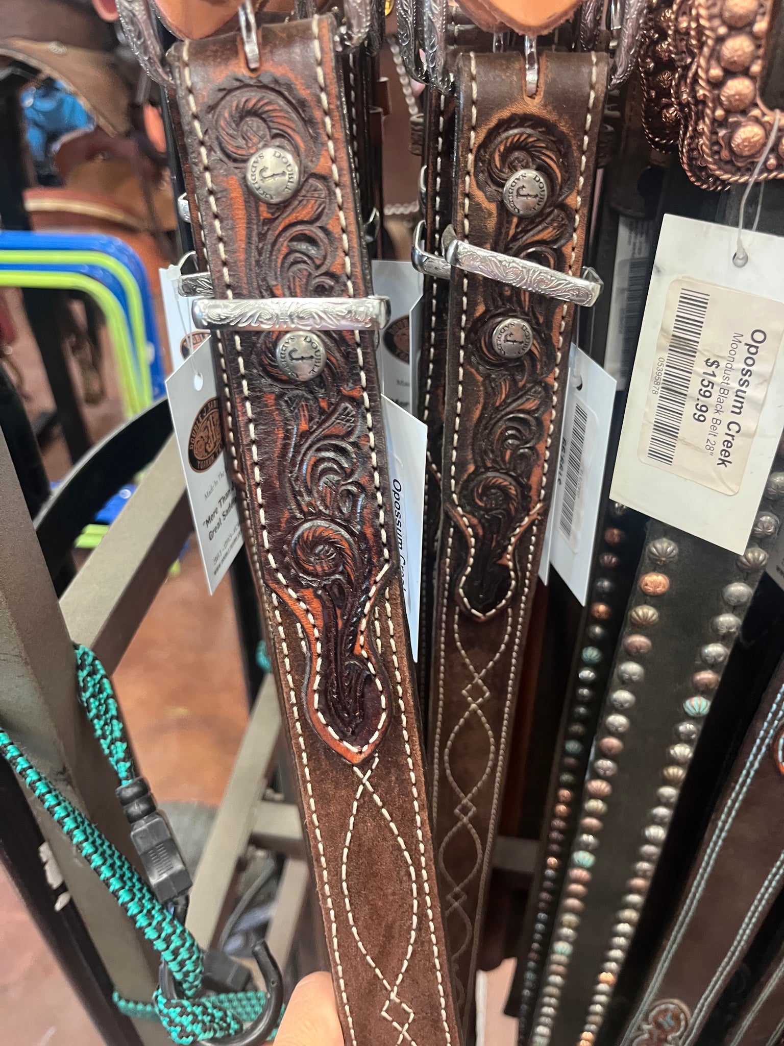 Double J Saddlery Brown Vintage w/ Cream Buckstitching