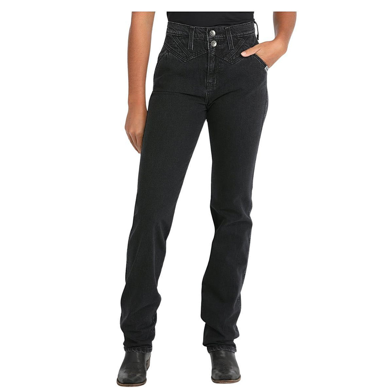 Cinch Quinn High Rise Relaxed Taper Jean Regular Length Black Long