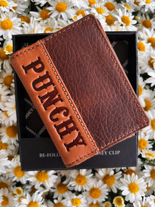 Hooey Punchy Cracked Bison Leather Bifold Money Clip