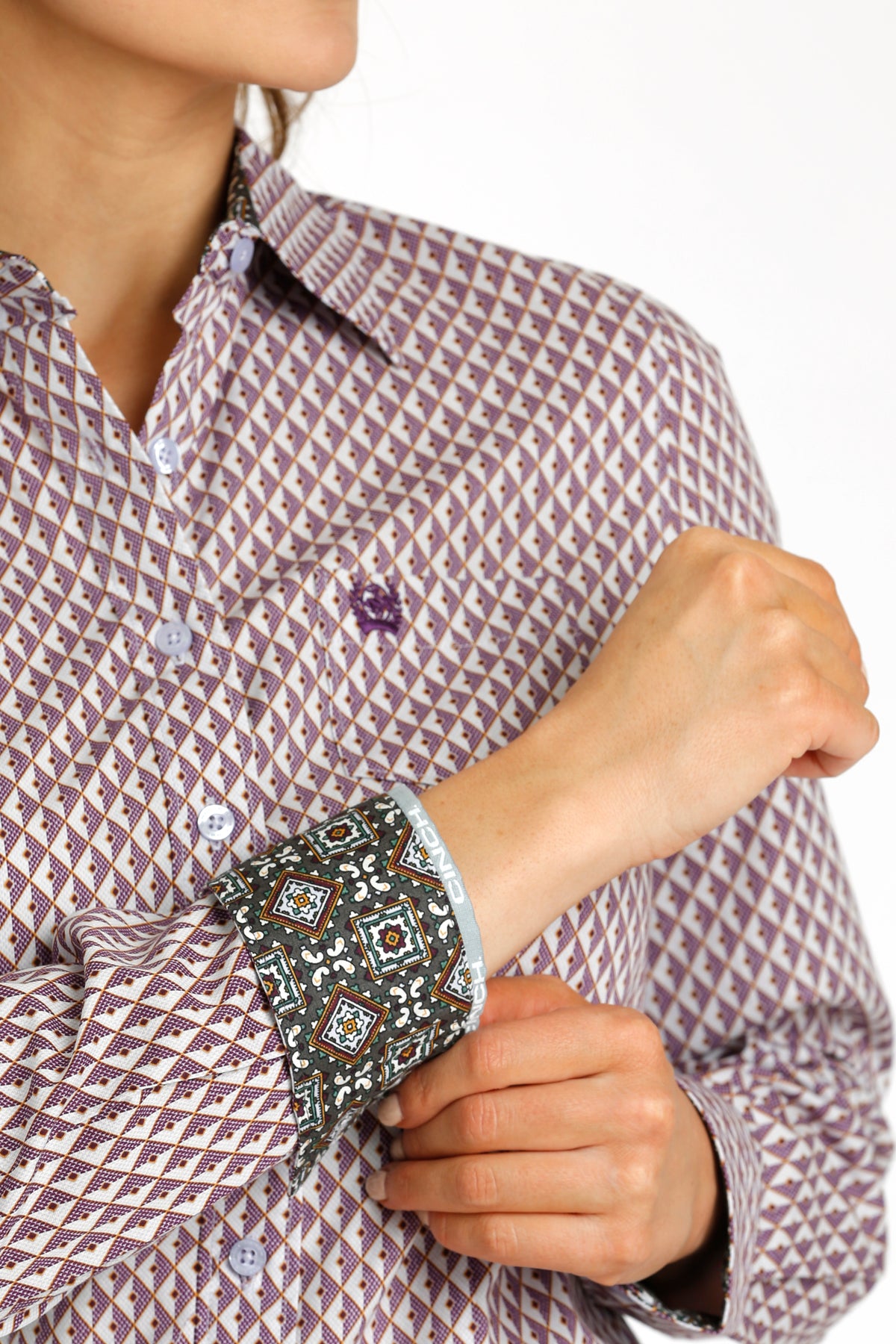 Cinch Plumb Print Button Down