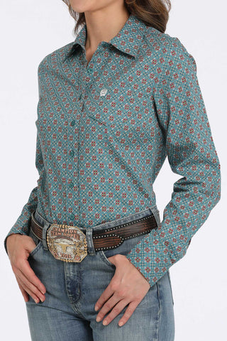 Cinch Blue Print Button Up
