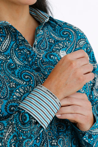 Cinch Blue Paisley Button Down