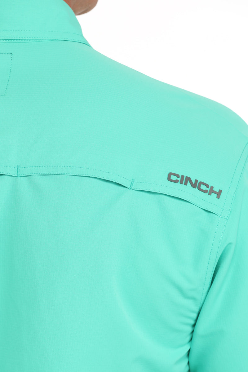 Cinch Men's Turquoise Short Sleeve Print Button Down