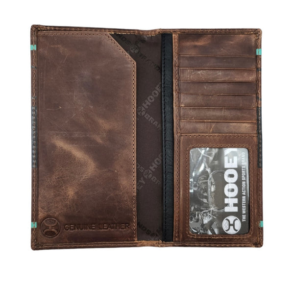 Hooey Embossed Leather Rodeo Wallet w/ Black & Turquoise Logo