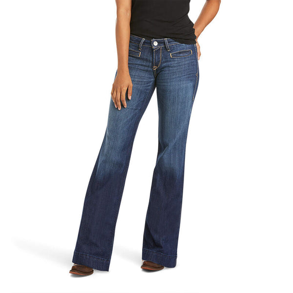 Ariat Trouser Mid Rise Stretch Lucy Wide Leg Jean Long Length
