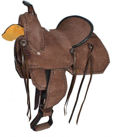 Buckstiched Roughout Youth Barrel Saddle 10, 12"
