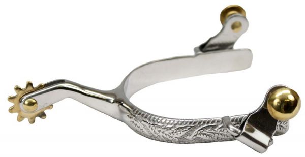 Ladies Stainless Engraved w/ Brass Rowels Spur