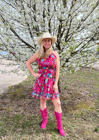 Spring Fling Pink Floral Dress