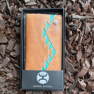 Turquoise Aztec Inlay Rodeo Wallet