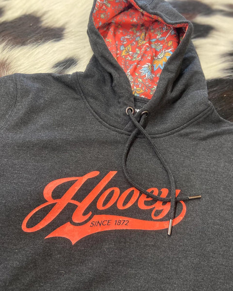 Hooey Ladies "Prairie" Charcoal Hoody w/ Orange Hooey Logo