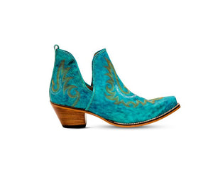 Women Turquoise Leather Ankle Boot